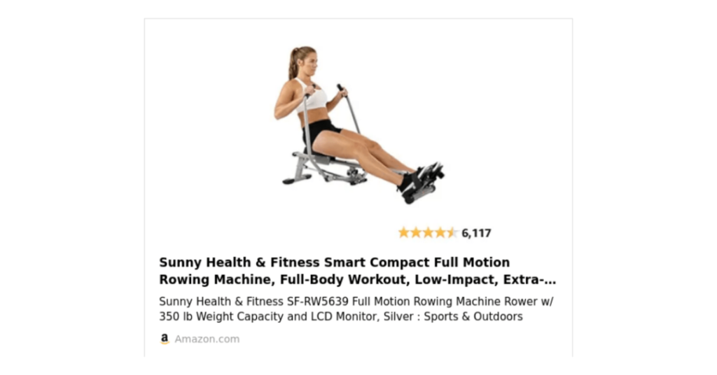 Sunny Health Fitness Smart Compact Rowing Machine min