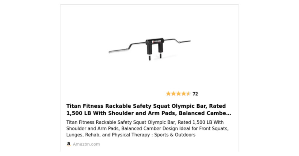 Titan Fitness Rackable Safety Squat Olympic Bar
