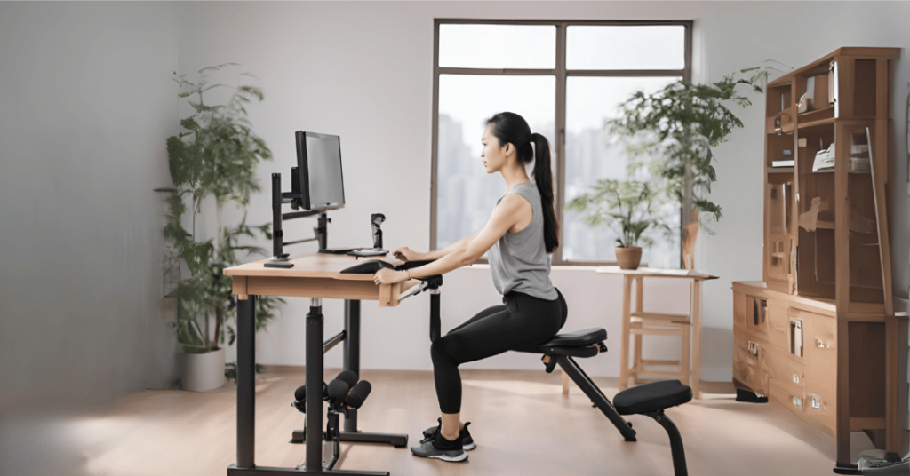 ergonomic desk exercise setup
