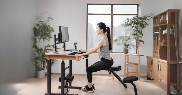 ergonomic desk exercise setup